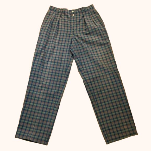 Tommy Hilfiger Men's 33 x 32 Plaid Pants Vintage Cotton Pleats Retro Preppy EUC - Picture 1 of 7